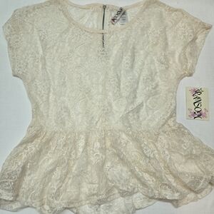 Ransom Ivory Lace Peplum Top